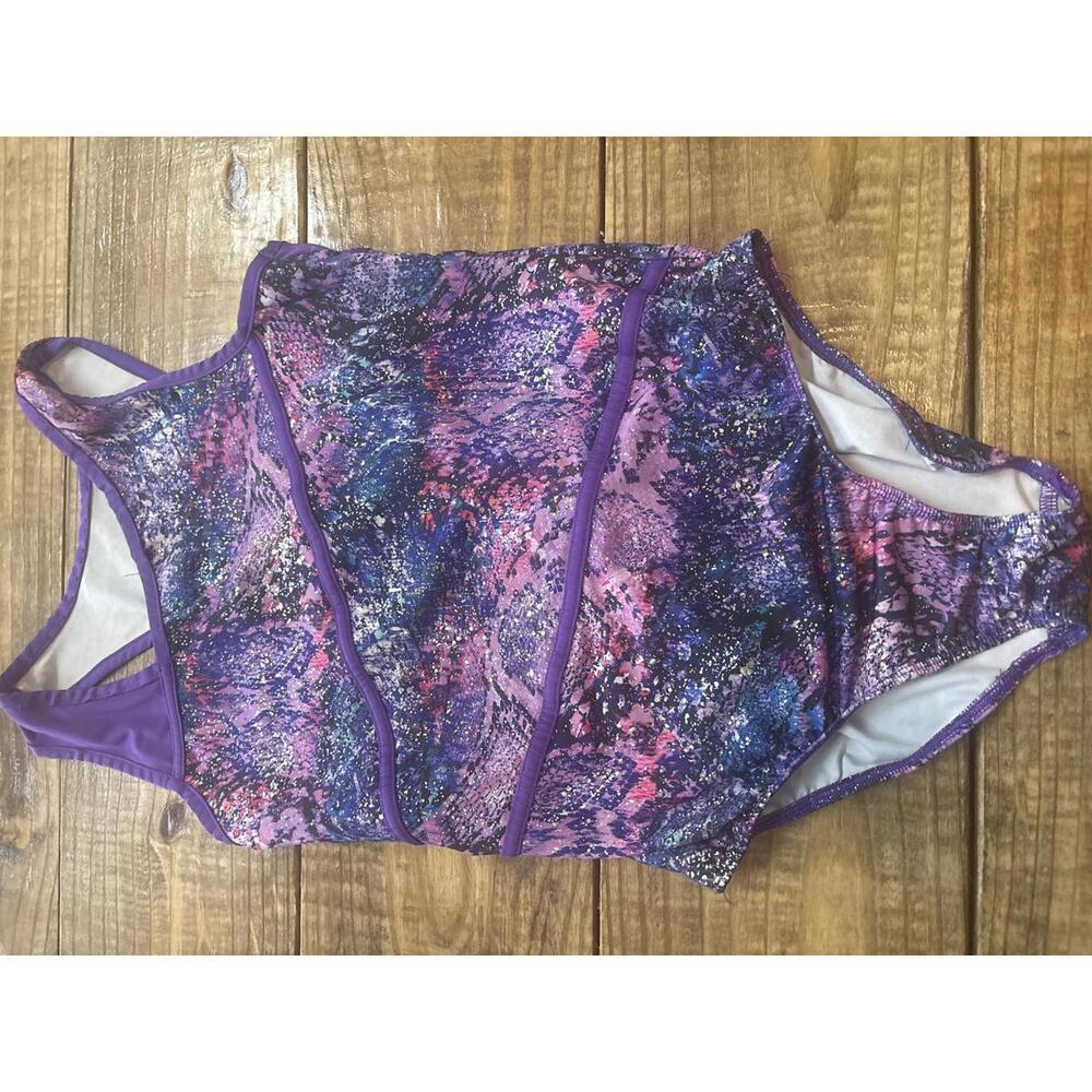 Danskin Girls  One-Piece  Dance or Swimsuit, Purple Multi, XL (14-16)
